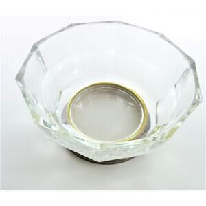 Vintage Crystal Clear Glass Bowl w Silver Plated Foot Base Italy